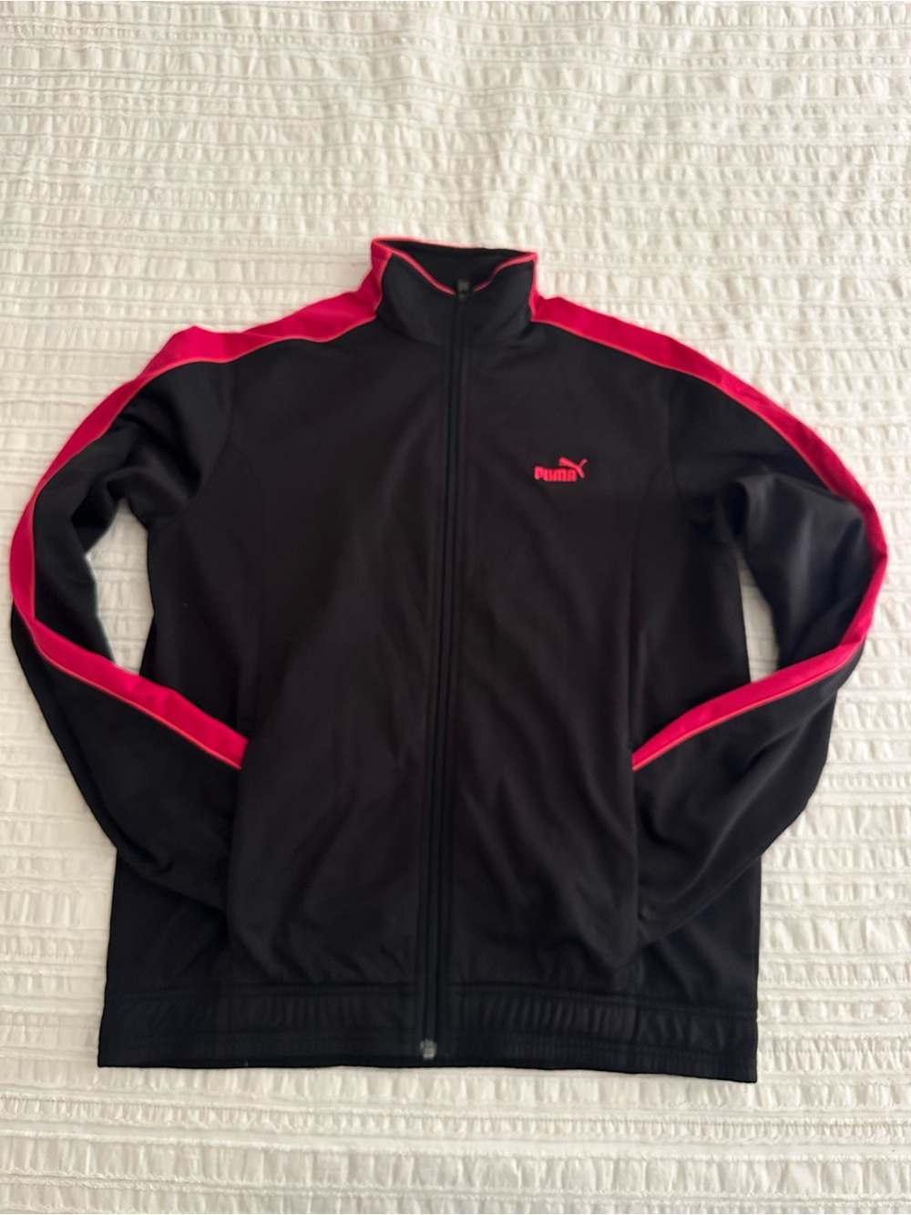Puma Women’s Black Track Jacket with Hot Pink Accents